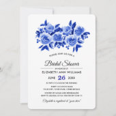 Royal Blue Floral Watercolor Bridal Shower Invitation (Front)