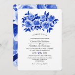 Royal Blue Floral Watercolor Wedding  Invitation at Zazzle
