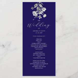 Royal Blue Floral Wedding Program