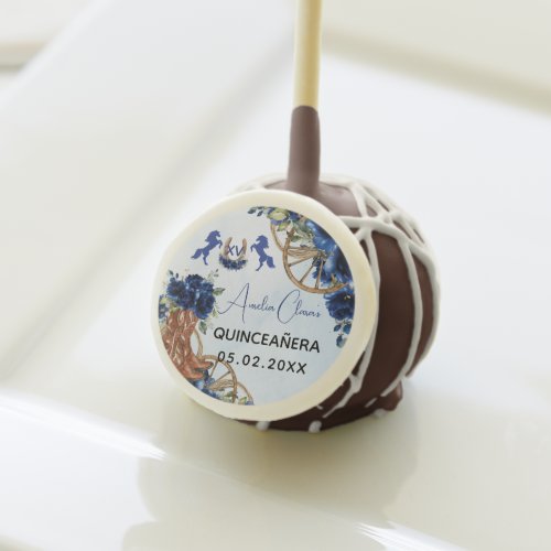 Royal Blue Floral Wild West Charro Quincea&#241;era XV Cake Pops