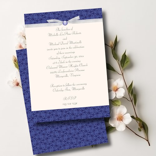 Royal Blue Florentine Wedding Invitation