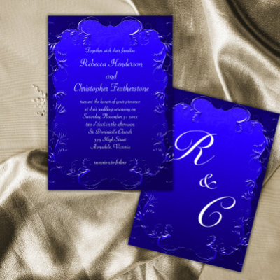 Royal Blue Flourishes Classic Elegant Wedding