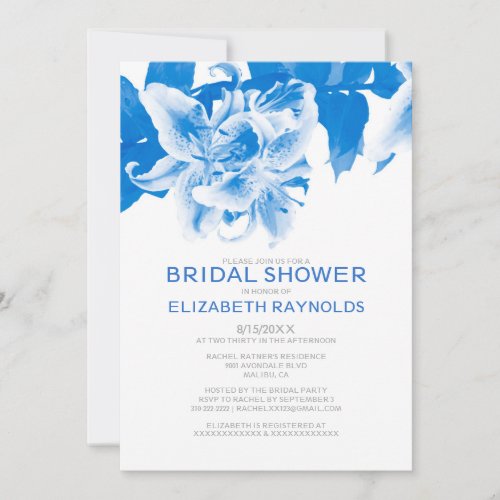 Royal Blue Flower Bridal Shower Invitations