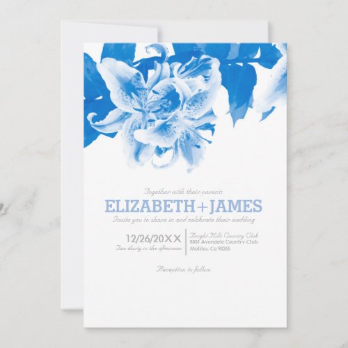 Royal Blue Flower Wedding Invitations