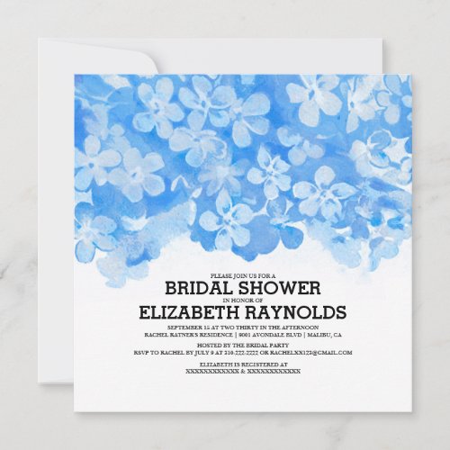 Royal Blue Flowers Bridal Shower Invitations
