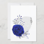 royal blue flowers silver floral wreath wedding invitation (Back)