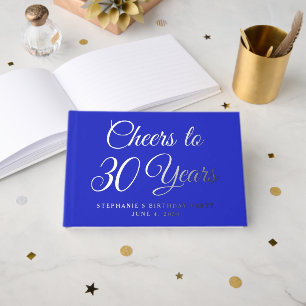 Royal Blue Foil Cheers to 30 Years Guest Book