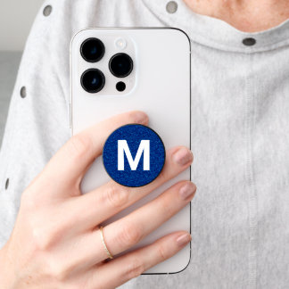 Royal Blue Foil Look and Monogram PopSocket
