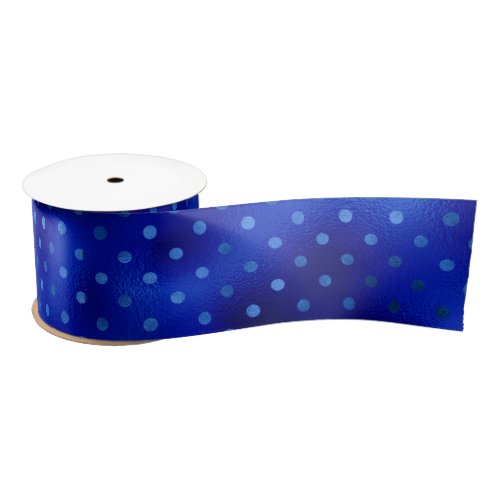 Royal Blue Foil Polka Dot Hanukkah Satin Ribbon