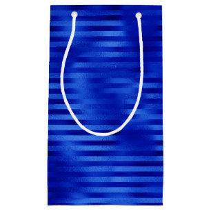 Royal Blue Foil Striped Hanukkah Small Gift Bag