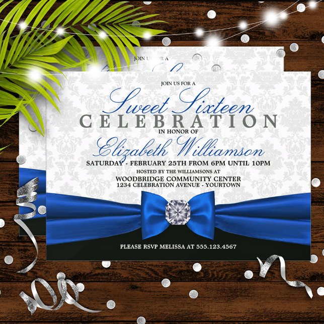 Royal Blue Formal Elegant Sweet 16 Invitation (Creator Uploaded)