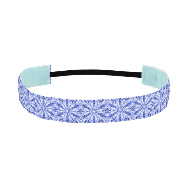 Royal Blue Fractal Pattern Athletic Headband (Front)