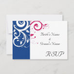 Royal Blue/Fuchsia Swirl Wedding RSVP Reply