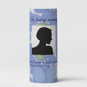 Royal blue funeral memorial pillar candle
