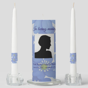 Royal blue funeral memorial pillar/ taper unity candle set