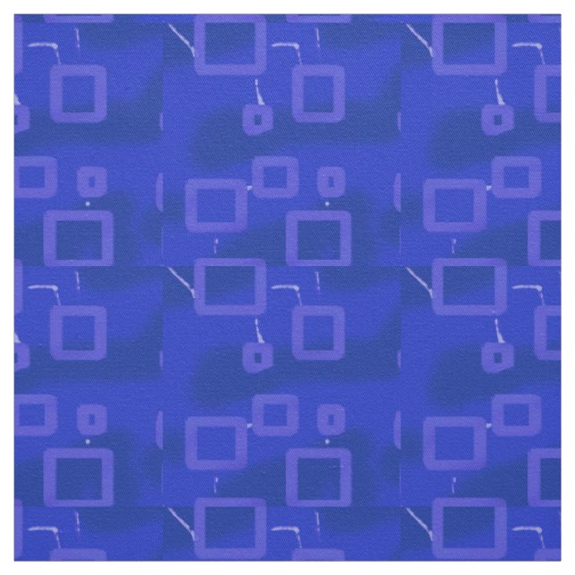 Royal Blue Geometric Circuit Fabric (Swatch)