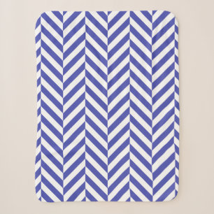 Royal Blue Geometric Herringbone Pattern Sherpa Blanket