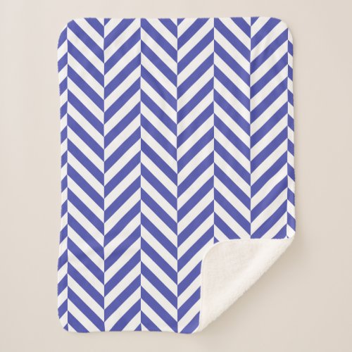 Royal Blue Geometric Herringbone Pattern Sherpa Blanket