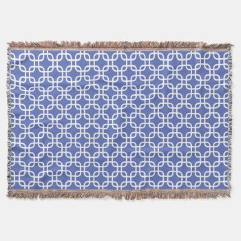 Royal Blue Geometric Links Pattern Throw Blanket by heartlockedhome at Zazzle
