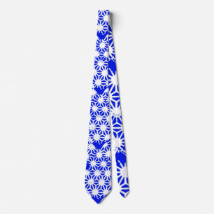 Royal blue geometric pattern neck tie