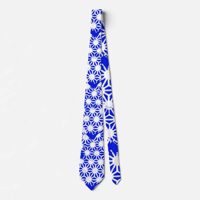 Royal blue geometric pattern neck tie (Front)