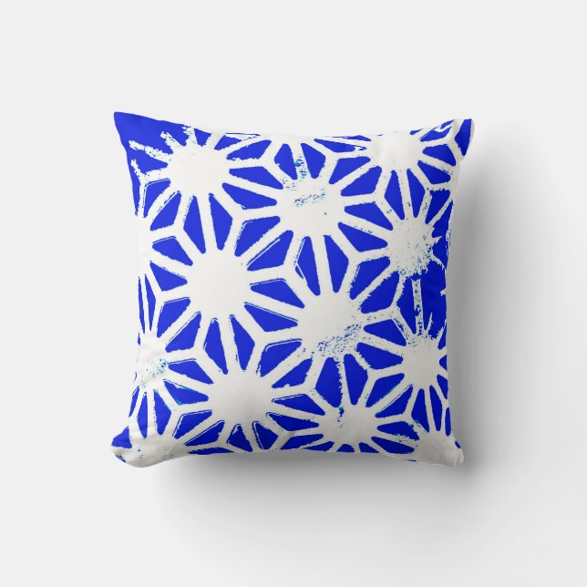 Royal blue geometric pattern throw pillow (Front)