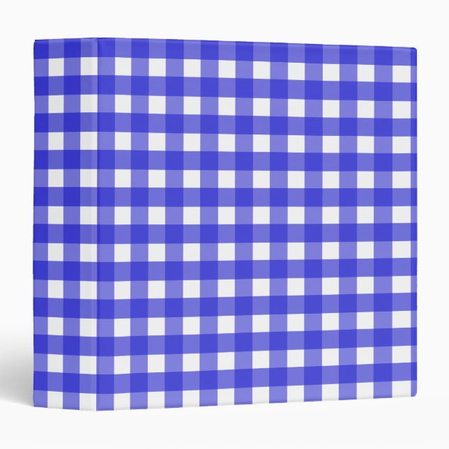 Royal blue gingham 3 ring binder (Front/Spine)