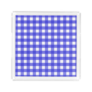 Royal blue gingham acrylic tray