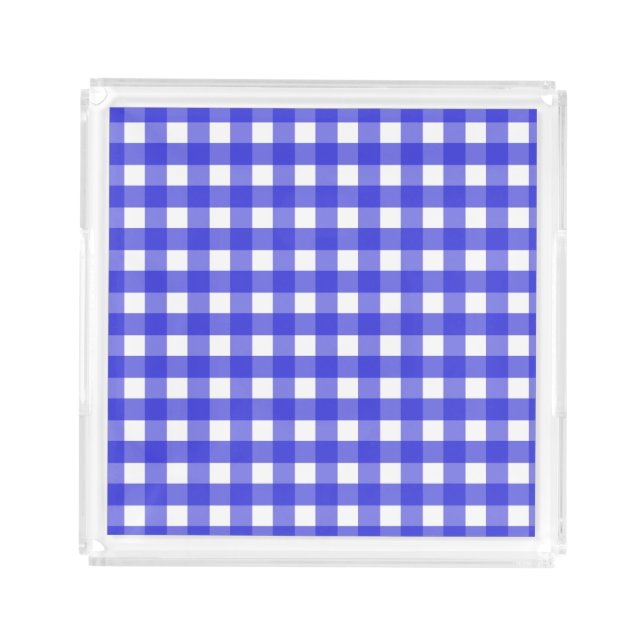 Royal blue gingham acrylic tray (Front)