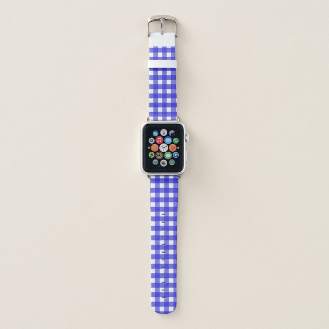 Royal blue gingham apple watch band (Front)