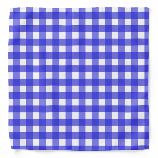 Royal blue gingham bandana (Front)