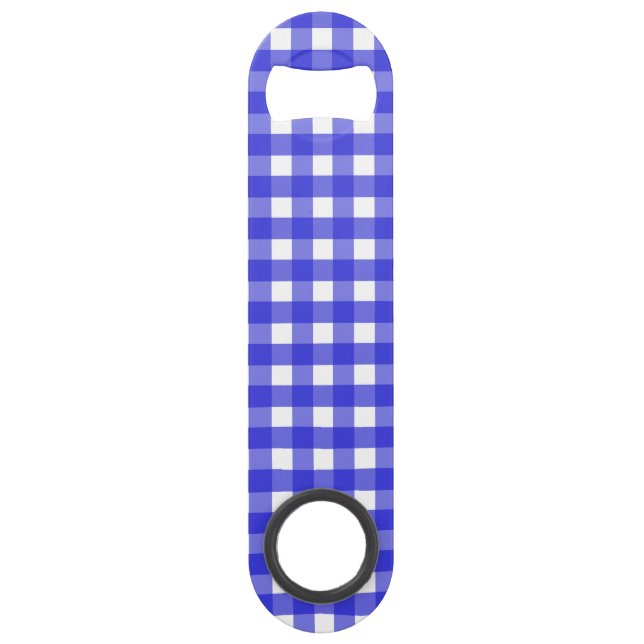 Royal blue gingham bar key (Front)