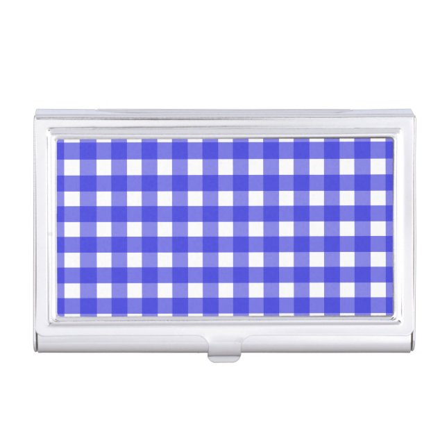 Royal blue gingham business card case (Front)