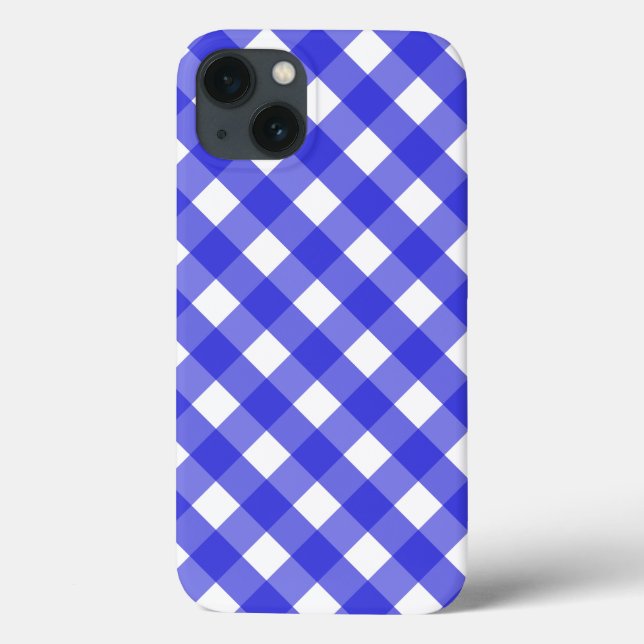 Royal blue gingham Case-Mate iPhone case (Back)