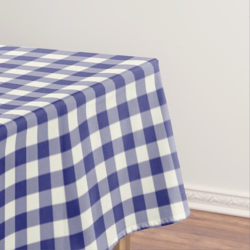 Royal Blue Gingham Cotton Tablecloth