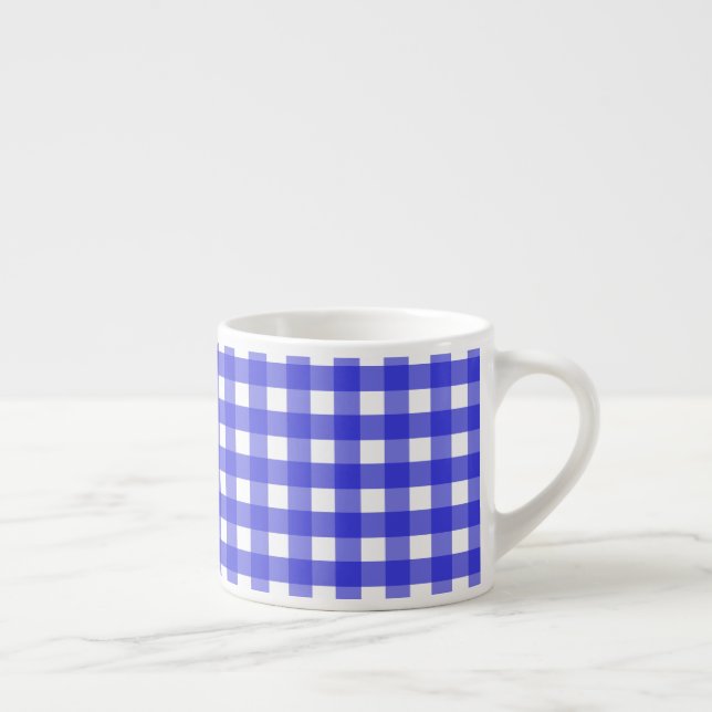 Royal blue gingham espresso cup (Right)