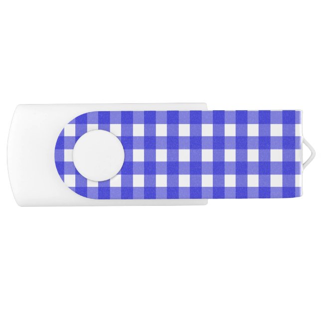 Royal blue gingham flash drive (Front)