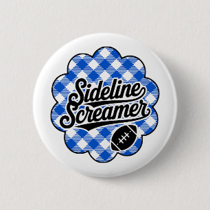 Royal Blue Gingham Game Day Football Button