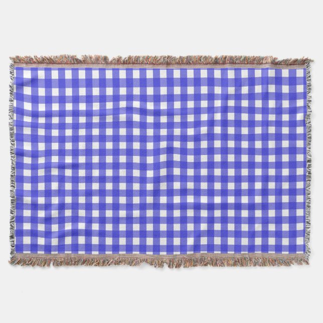 Royal blue gingham throw blanket (Front)