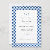 Royal Blue Gingham Traditional Baby Shower Invitation (Front)