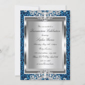 Royal Blue Glitter Diamond Glamour Quinceanera Invitation (Back)