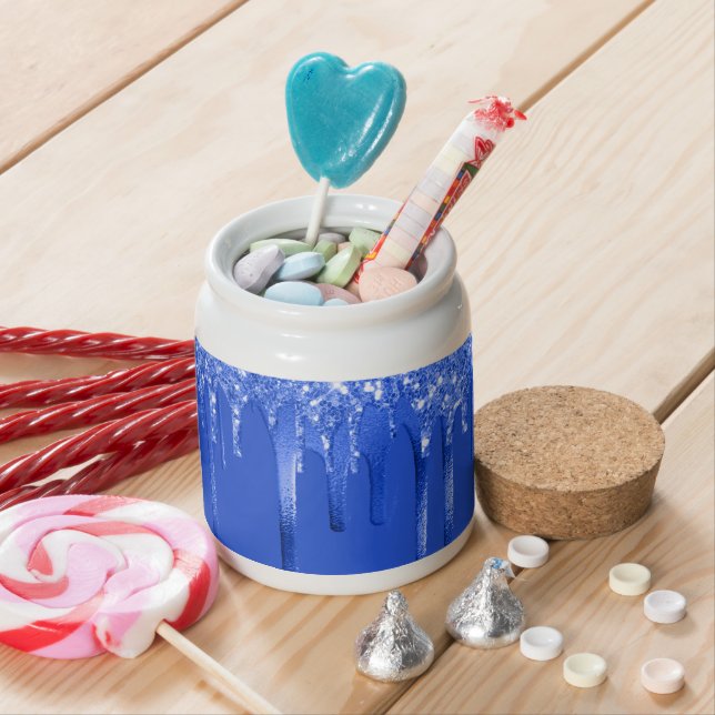 Royal Blue Glitter Drips Candy Jar (In Situ)