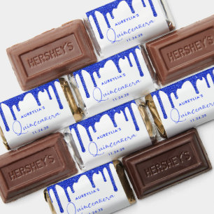 Royal Blue Glitter Drips Quinceanera Hershey's Miniatures