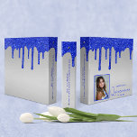Royal Blue Glitter Drips Quinceanera Photo Album<br><div class="desc">Royal Blue and Silver Glitter Drips Quinceanera Photo Album Binder featuring faux royal blue glitter drips and your custom name and photo. Easy to customize and perfect for all your quince photos! Find album inserts at your local office supply store! Please contact us at cedarandstring@gmail.com if you need assistance with...</div>