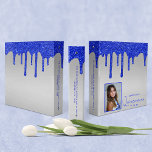 Royal Blue Glitter Drips Quinceanera Photo Album 3 Ring Binder<br><div class="desc">Royal Blue and Silver Glitter Drips Quinceanera Photo Album Binder featuring faux royal blue glitter drips and your custom name and photo. Easy to customize and perfect for all your quince photos! Find album inserts at your local office supply store! Please contact us at cedarandstring@gmail.com if you need assistance with...</div>