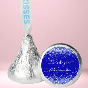 Royal blue glitter dust name thank you hershey®'s kisses®