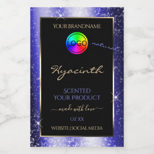 Royal Blue Glitter Frame Product Label with Logo