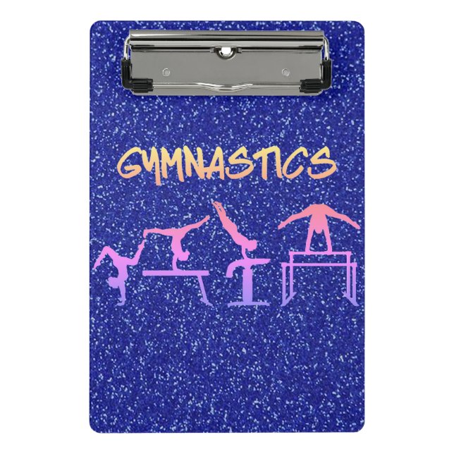Royal Blue Glitter Gymnastics Mini Clipboard (Front)