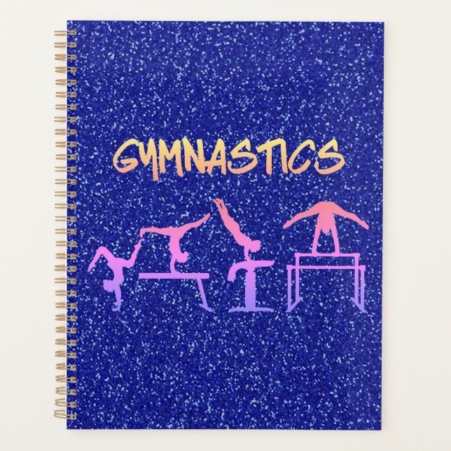 Royal Blue Glitter Gymnastics Planner (Front)