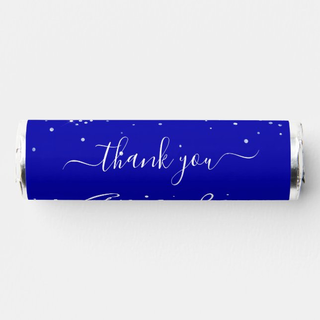 Royal blue glitter name thank you breath savers® mints (Front)
